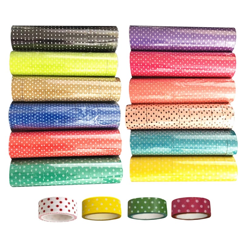 yueton 8pcs Mini Dot Colorful DIY Decorative Washi Masking Tape Assorted Colors - Image 2